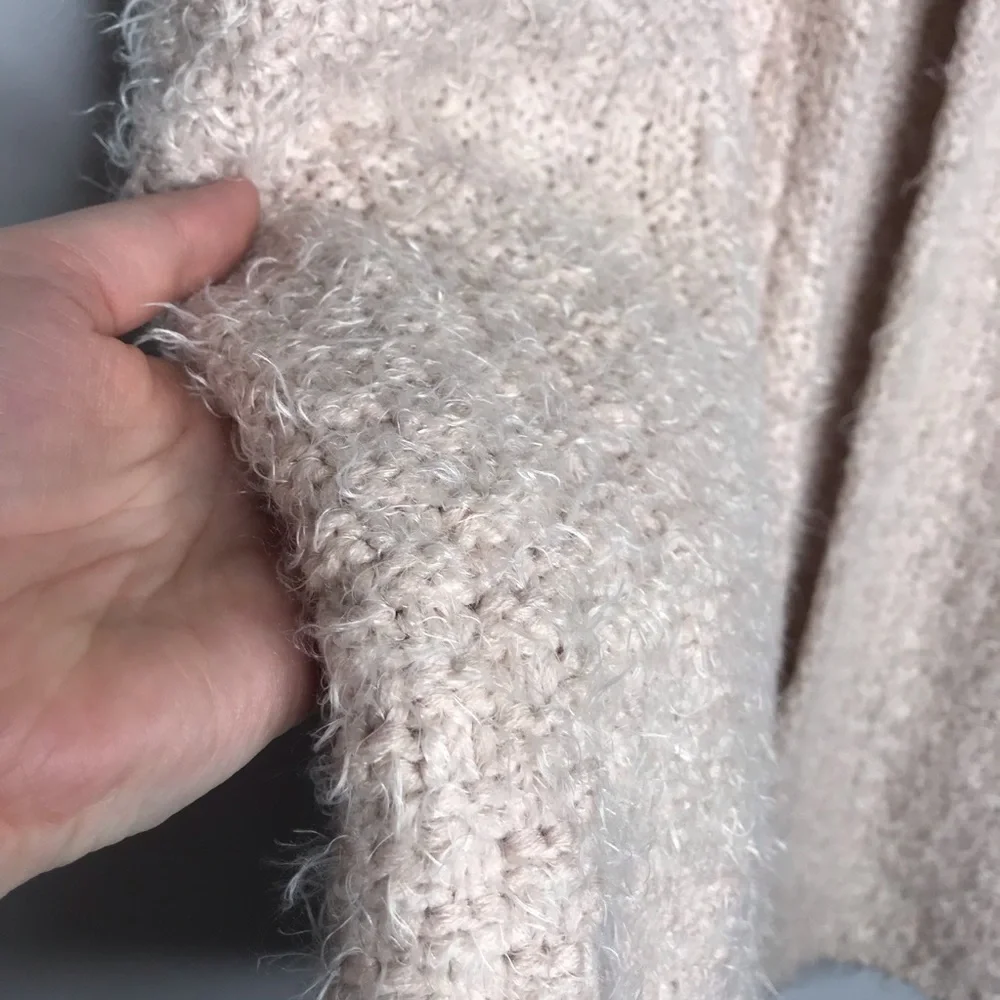 Adrianna Papell blush pink fuzzy open cardigan Lg